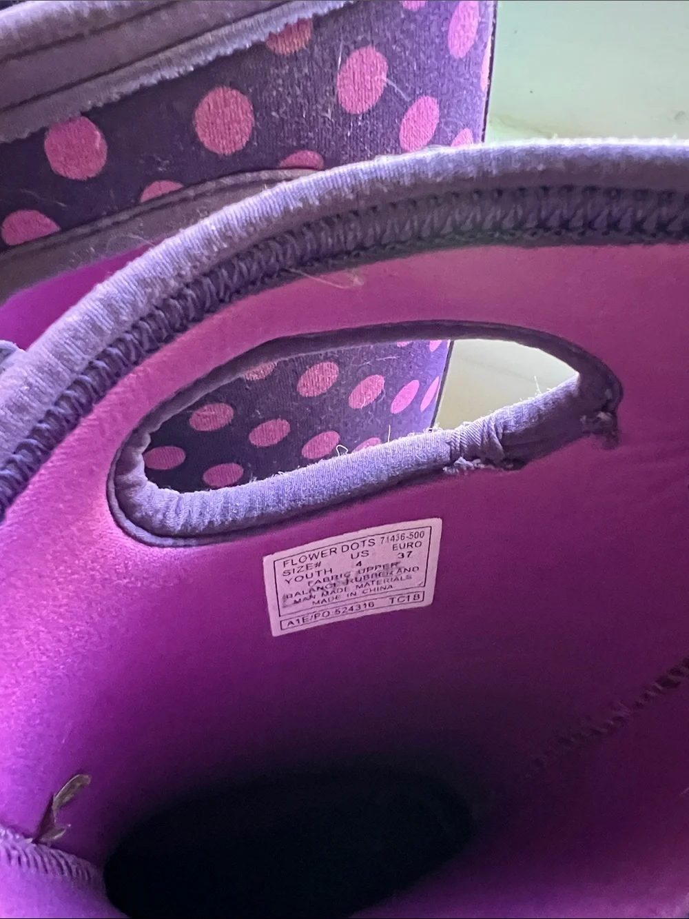 Bogs Kids Purple Pink Floral Polka Dot Winter Rain Boots rated -30 youth size 4